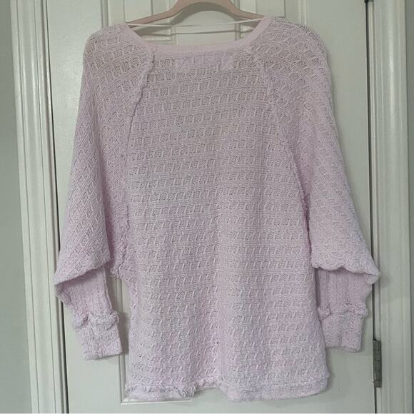 FREE PEOPLE • Thien's Hacci Light Pink Long Sleeve Sweater Top - Picture 6 of 6